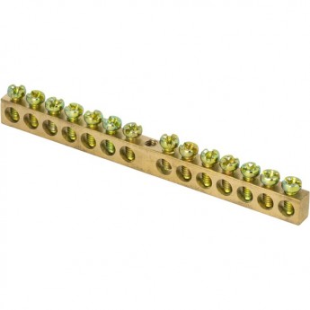 Шина EKF PROXIMA PEN "ноль-земля" 6х9мм 14 отверстий латунь крепеж по центру