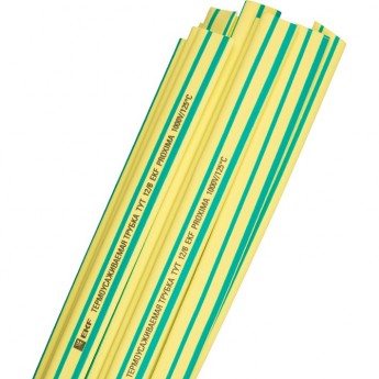 Трубка термоусаживаемая EKF PROXIMA ТУТ нг 12/6 желто-зеленая в отрезках по 1м